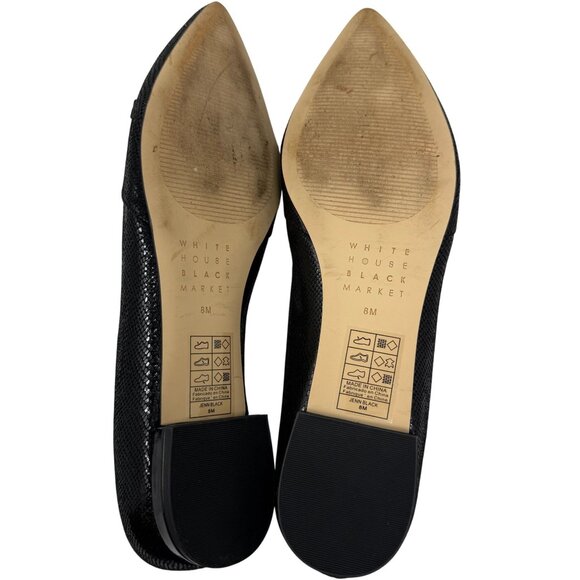 White House Black Market Flats Womens Size 8 Black Pointed Toe Jenn Faux Leather - Picture 4 of 7